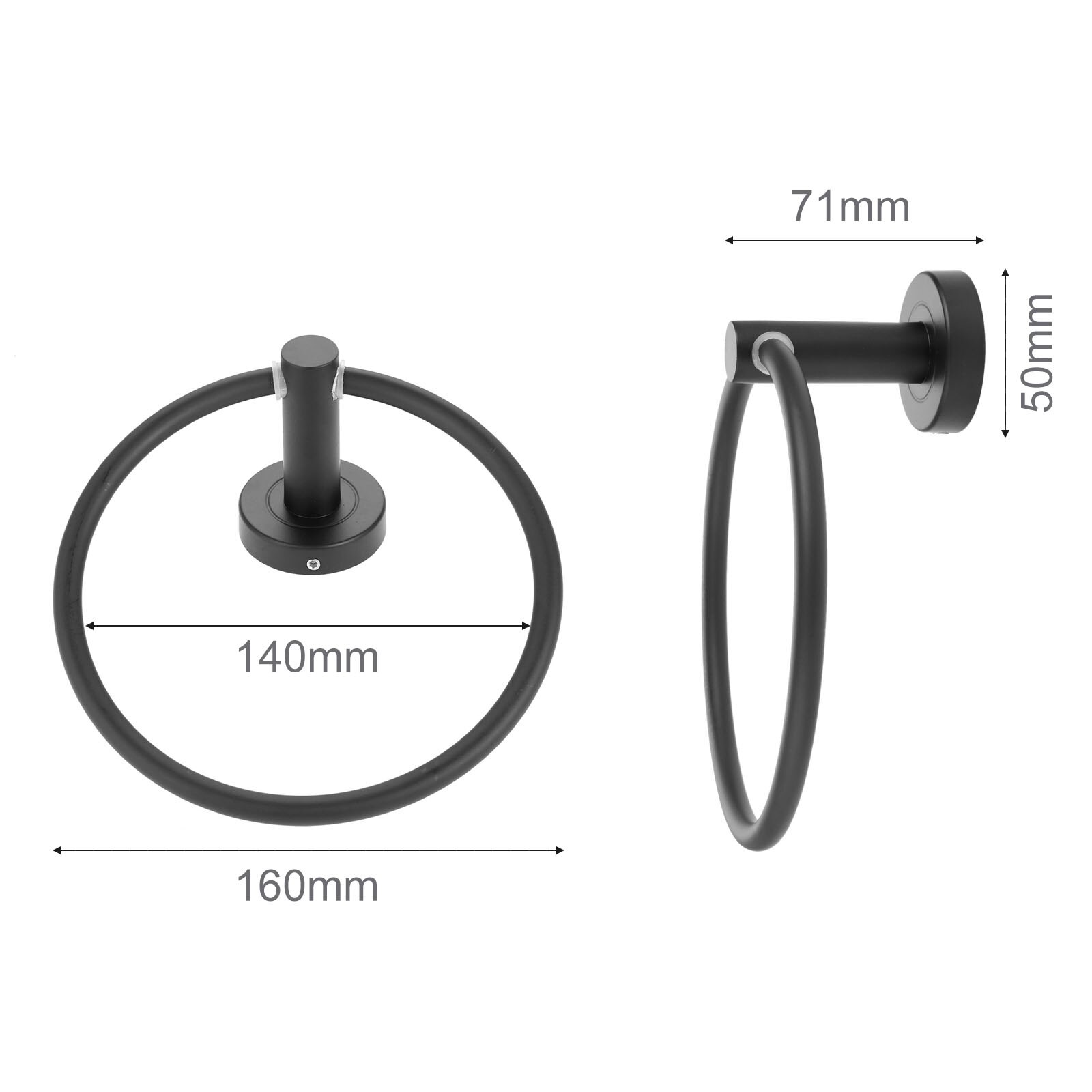 Porte-serviettes mural noir en acier inoxydable, anneau de serviette pour salle de bains, porte-serviettes à main, matériel de salle de bains