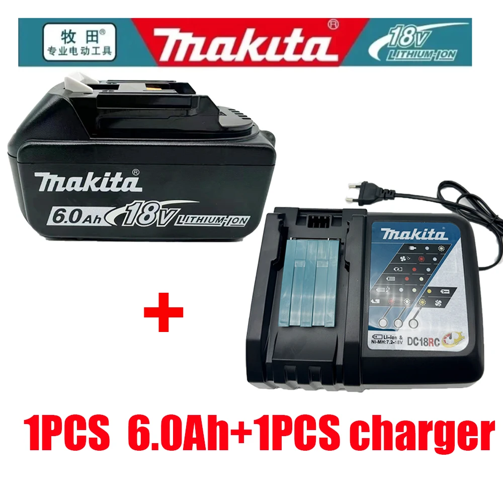 🌳 🌳 🌳 100% Original Makita 6Ah Makita Akku 18V BL1830B BL1850B BL1850 BL1840 BL1860 BL1815 Ersatz-Lithium-Akku: transparent