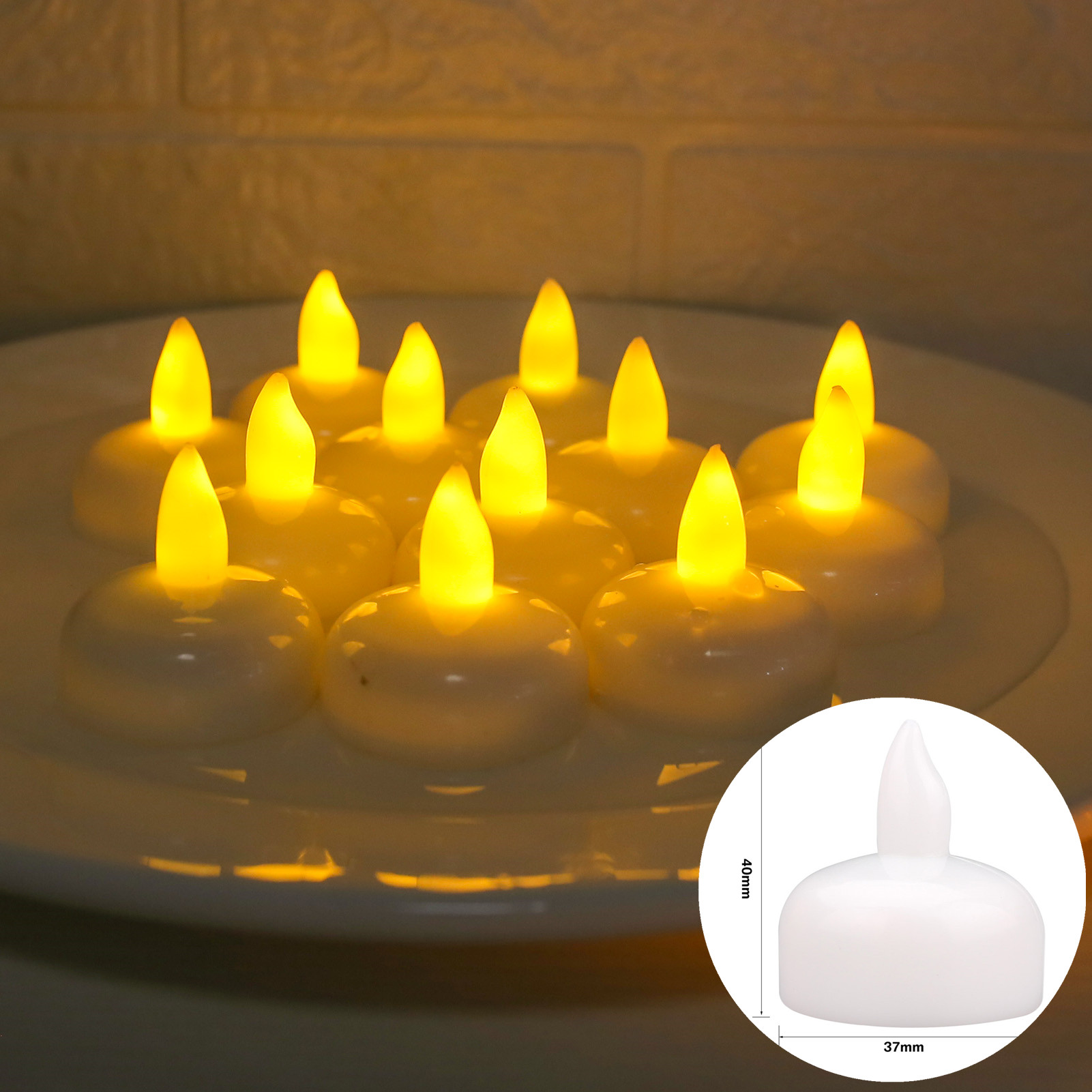 Led-ljus 24/12- pack flamlösa flimrande värmeljus varmvita ljus för fest bröllop födelsedag jul heminredning: Föränderlig / Ljusgrön