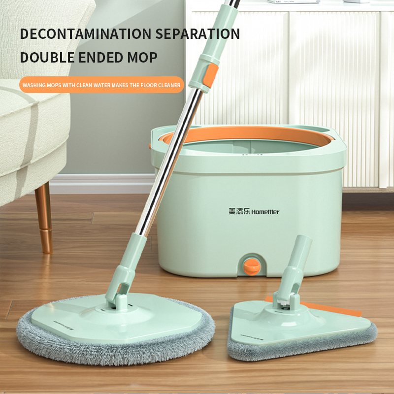 Opvouwbare Automatische Mop Water Veranderen Stofvrij Hand Wassen Absorberende Roterende Mop Vier Netto Droge Mop En Natte Dual-Gebruik Dweilen Doek