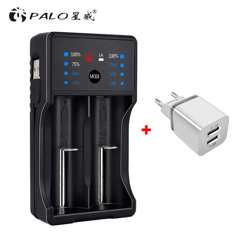 PALO 3.7V 18650 16340 14500 18500 lithium Battery Charger USB smart charger for 18650 rechargeable battery charger: USB charger and plug