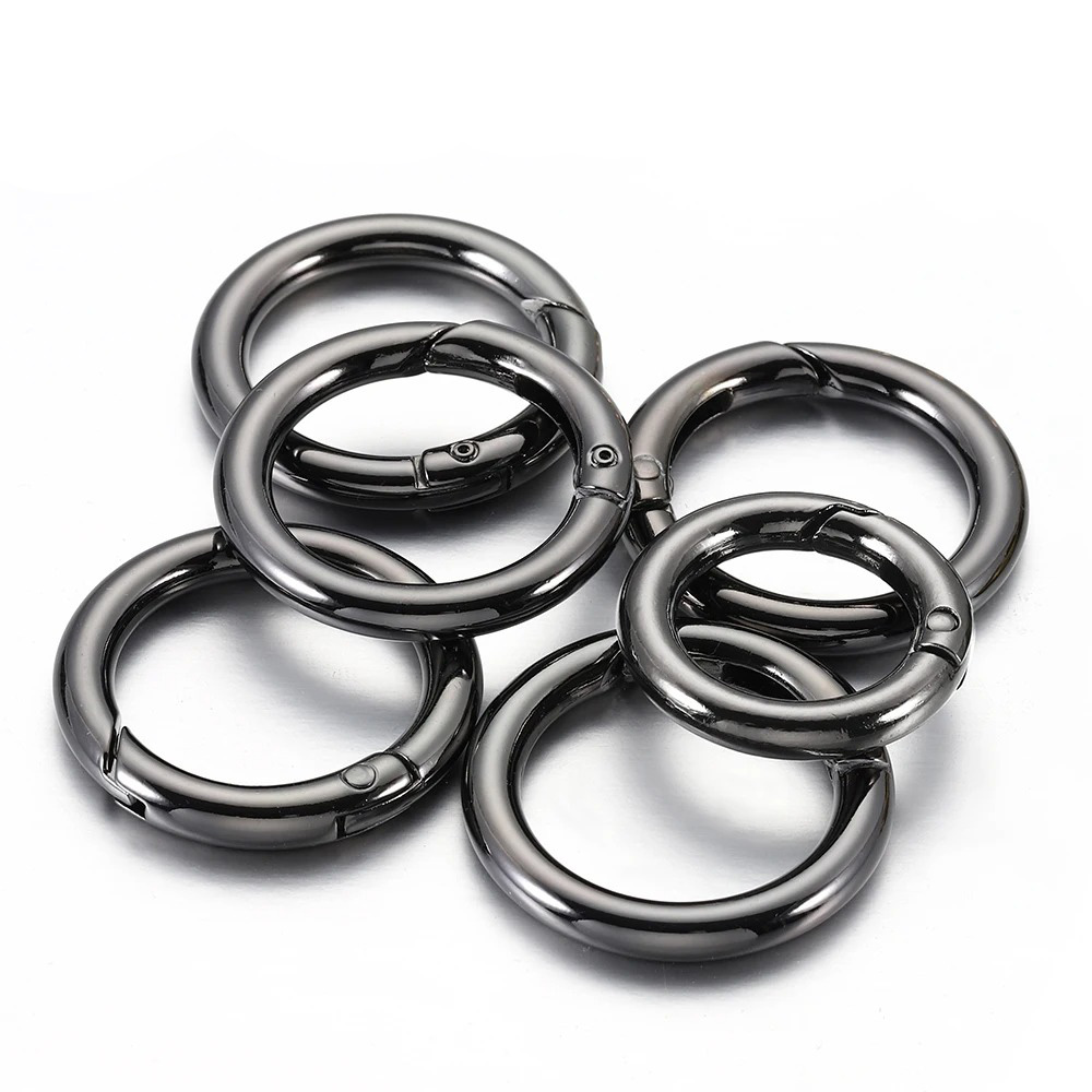 6Pcs/lot Metal Spring Gate O Ring Bag Buckle Metal Clasps Carabiner Snap Hook Spring Keyring DIY Bag Luggage Jewelry Accessories: L / black