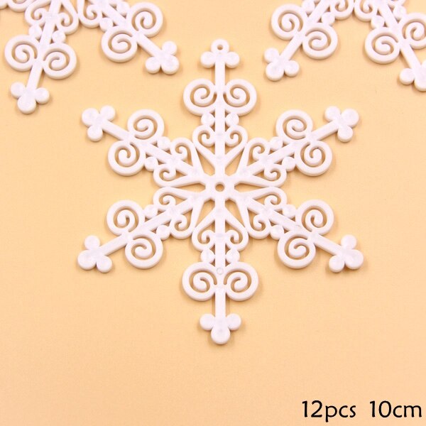 1 Pack Wit Plastic Nep Sneeuwvlok Voor Home Christmas Party Diy Scene Nieuwjaar Xmas Tree Hangers Ornamenten Raamdecoratie: C