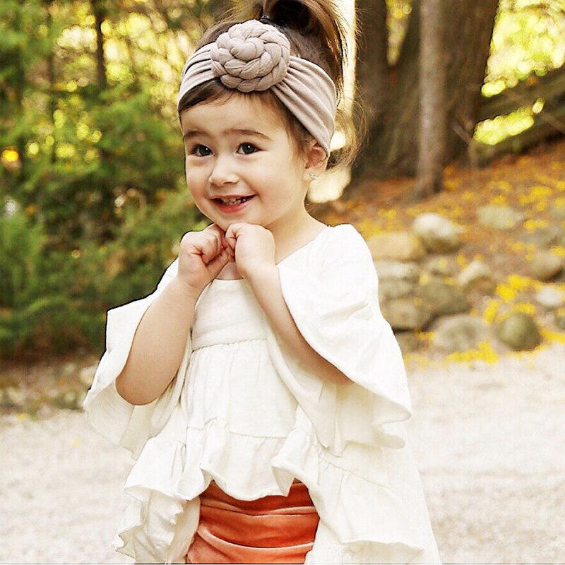 Diadema elástica con nudo para bebé y niña, accesorios para el cabello Kawaii de Color sólido, turbante de algodón suave para bebé de 1 a 6 años