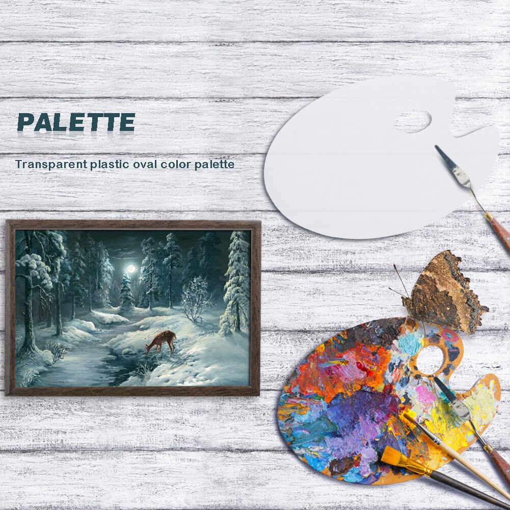 Plast klar oval målning palett ritning akvarell blandning pall för målare fin konstnärer använder gouache målning palet