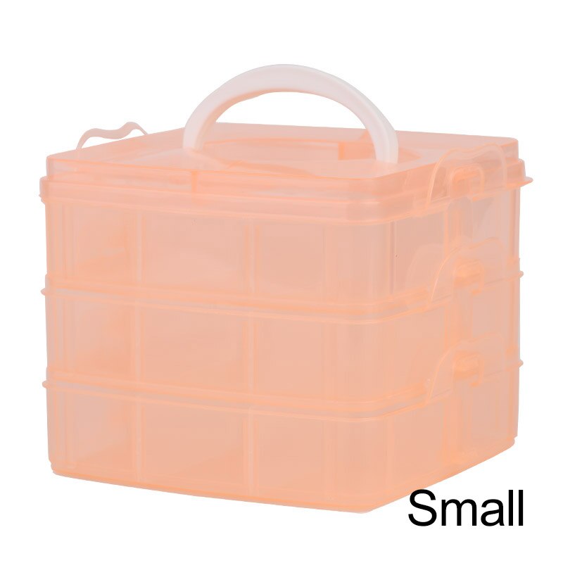 Nonvor 3 Layers 18 Compartments Clear Plastic Storage Box Multifunction Empty Box Jewelry Bead Container Sewing Tools Organizer: Orange