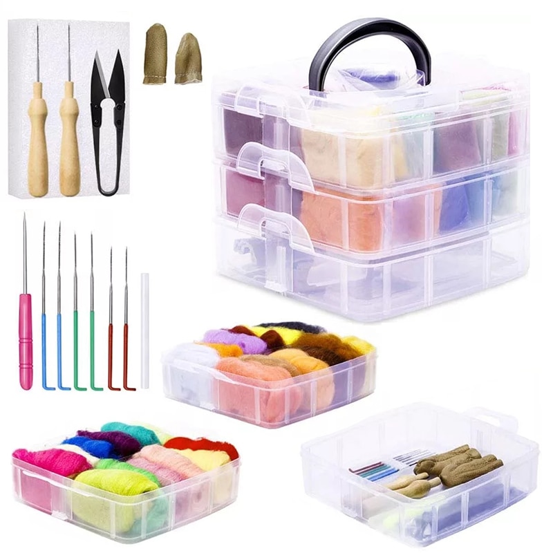 KAOBUY 38pcs Needle Felting Kit 24 Colors Wool Roving For Felting Needle Felting Starter Kit With Basic Felt Tools Supplies