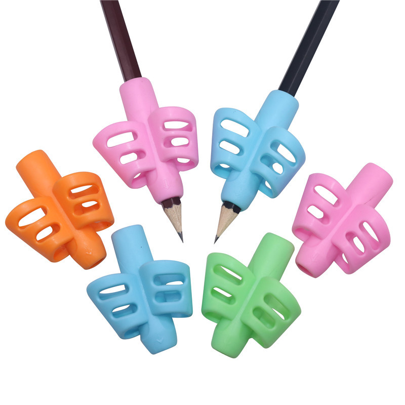 6Pcs Pen grip Two-Finger Grip Silicone Baby Learning Writing Tool Writing Pen Writing Correction Device Children Stationery