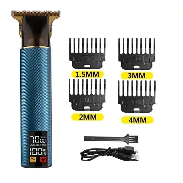 Professioneller Haarschneider, digitaler USB-wiederaufladbarer Haarschneider für Männer, Haarschnitt, Haarschneider, Friseurmaschine, Herren-Trimmer, Rasierer: Schwarz
