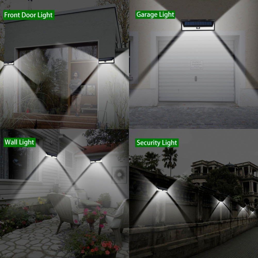 Energisparende solcellelys utendørs bevegelsessensor nattsikkerhet vegglampe vanntett 118 led for hage inngangsdør gårdsplass