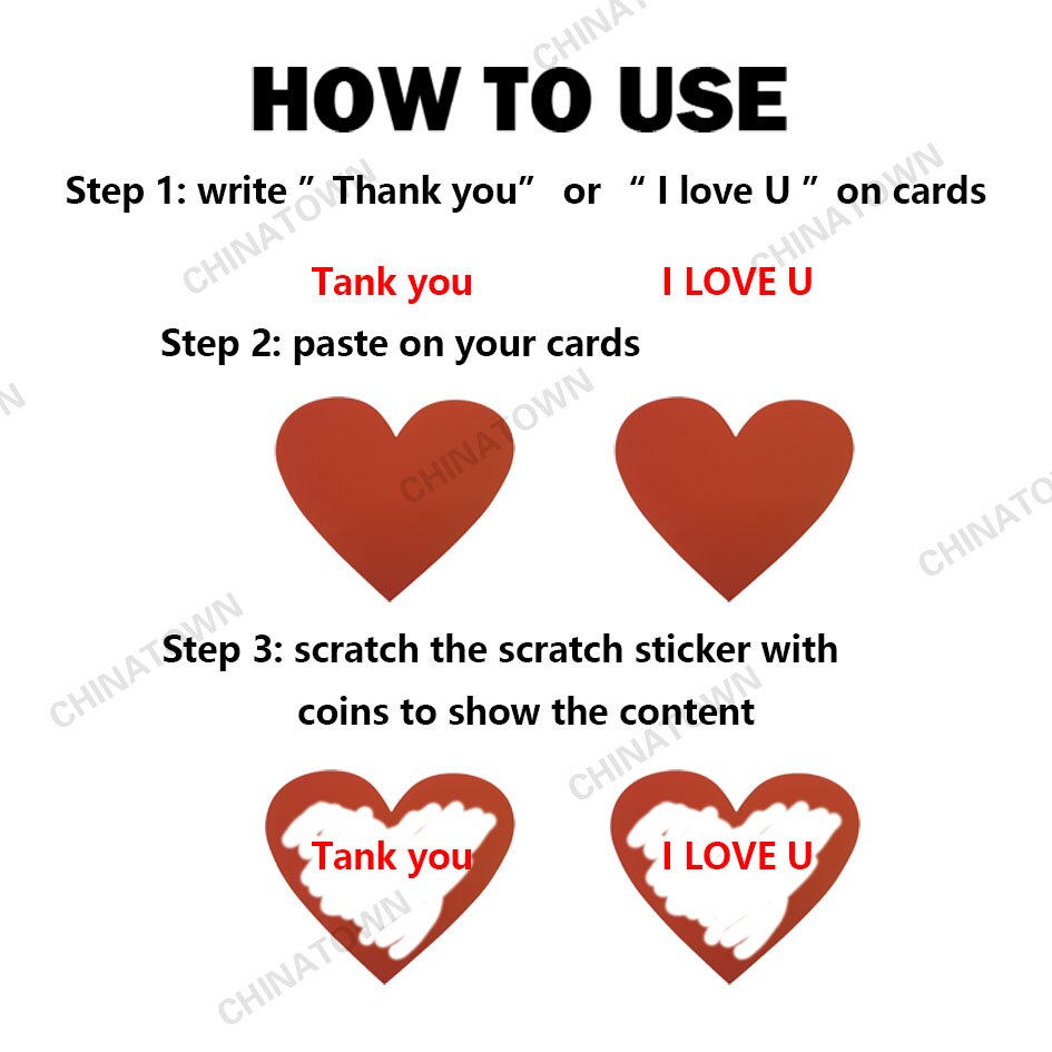 50pcs Scratch Off Stickers 70x80mm Love Heart Shape Gold Silvery Red Color Blank For Secret Code Cover Home Game Wedding Message