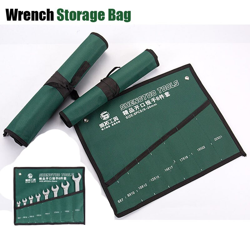 1Pcs Canvas Wrench Storage Bag Roll Up Foldable Spanner Organizer Spanner Combination Hanging Bag for Spanner Tool Organizer