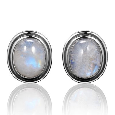 Ovale Natuurlijke 8x10MM Maansteen 925 Sterling Silver Stud Voor Vrouwen Vintage Sieraden Engagement Party Anniversary: Default Title