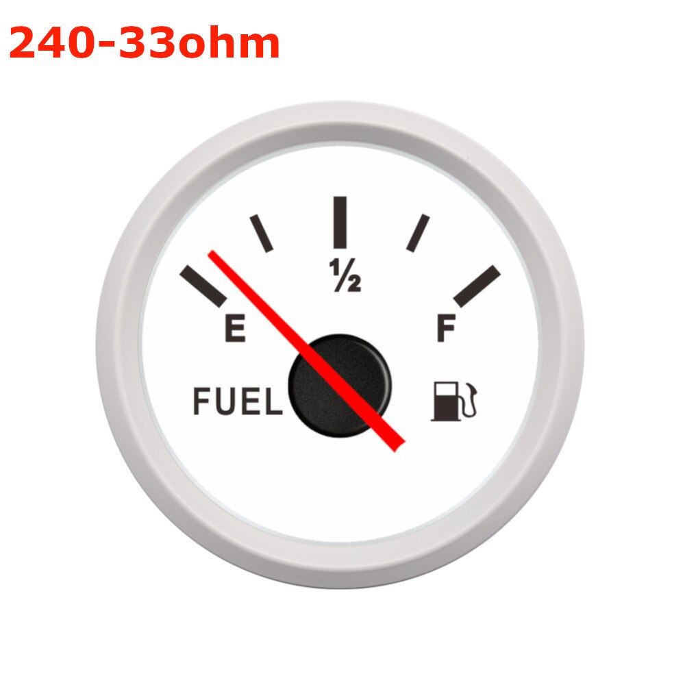 52 Mm 2 "9-32V Brandstofmeter Auto Boot Marine E-1/2-F Brandstoftank Niveau gauge 0-190ohm 240-33ohm Pointer Brandstofmeter Led Display