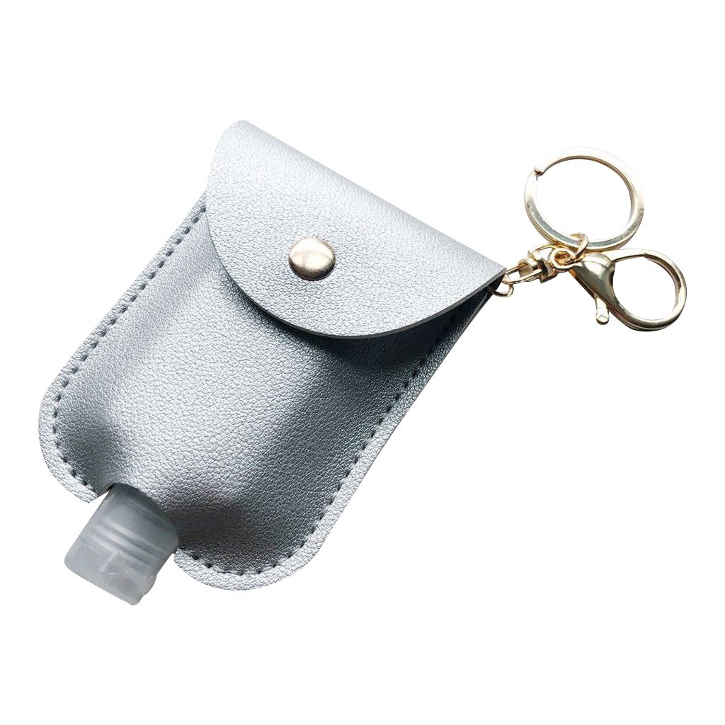 Travel Bottle And Keychain Holder Refillable Empty Bottles For Hand Sanitizer Organizer Keychain Key Rangement Zipper Bag#p30: Silver