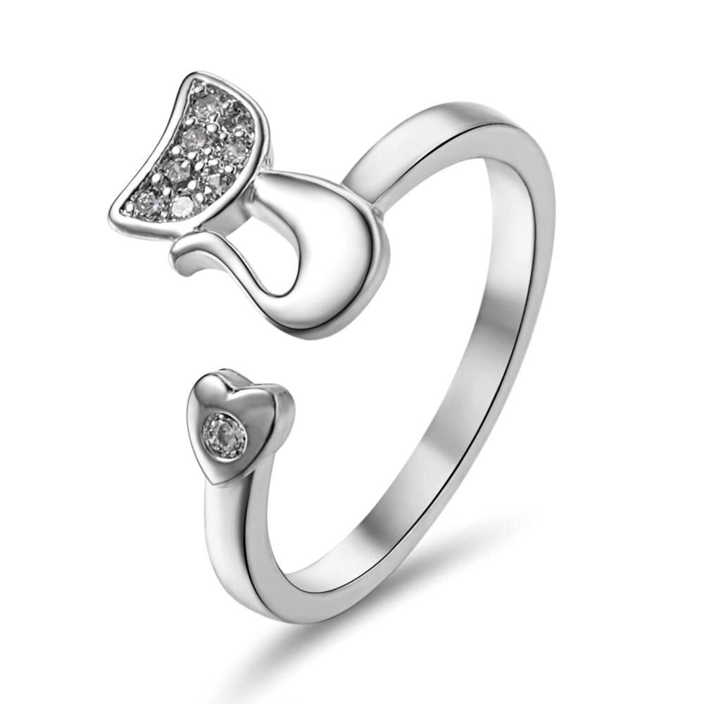 Mode Schattige Dier Opening Ring Kat Klauw Hond Poot Vrouwen Meisje Eenvoudige Sieraden Open Verstelbare Kat Oor Bruiloft vinger Ring: 4