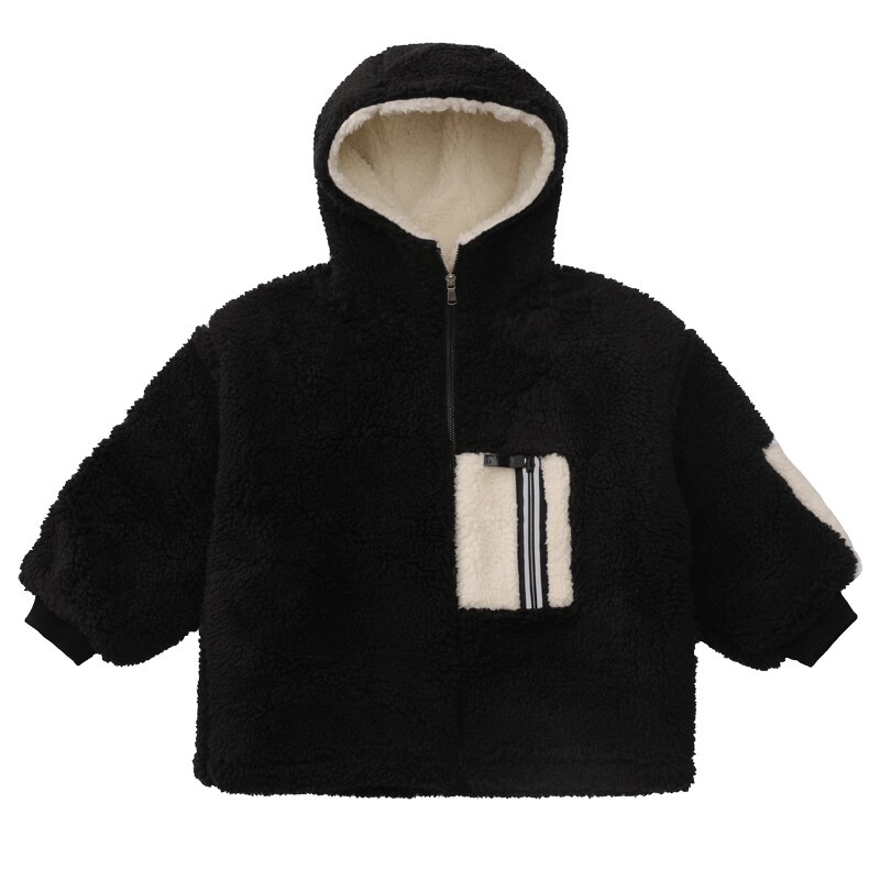 Classic Jongens Dragen Herfst Winter Kleding Hooded Jassen Zwart Wit Fleece Bovenkleding Wollen Jassen 3-13 Jaar Kinderen kleding