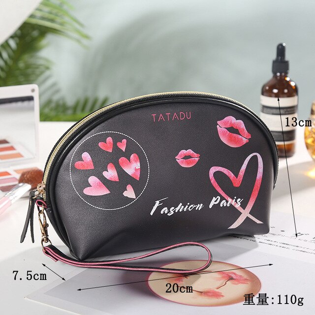 PU Leather Portable Women kosmetyczka z lustrem torby podróżne kosmetyczki organizuj torebkę wodoodporna kosmetyczka: D3