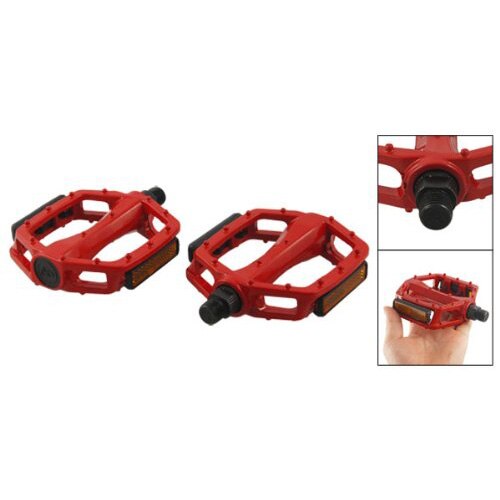 Metal MTB BMX Bike Bicycle Platform Pedals Red 14mm Axle Pair