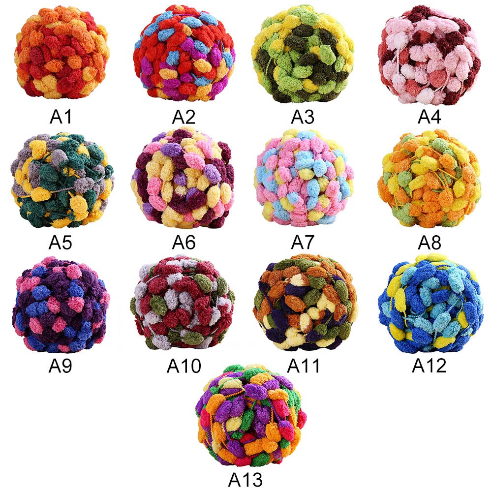 Tjock ull stor mjuk regnbåge pom pom garn handstickning virkgarn diy filt kudde färgglad pumpong tråd 135g