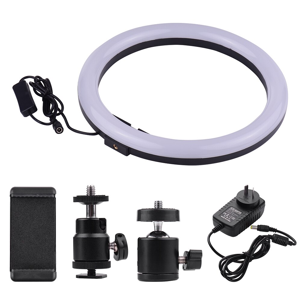 24W Dimmable 2700-5500K Photo Studio LED Video Ring Light Lamp w/ Light Stand 2pcs Ball Heads for iPhone Samsung Huawei Xiaomi