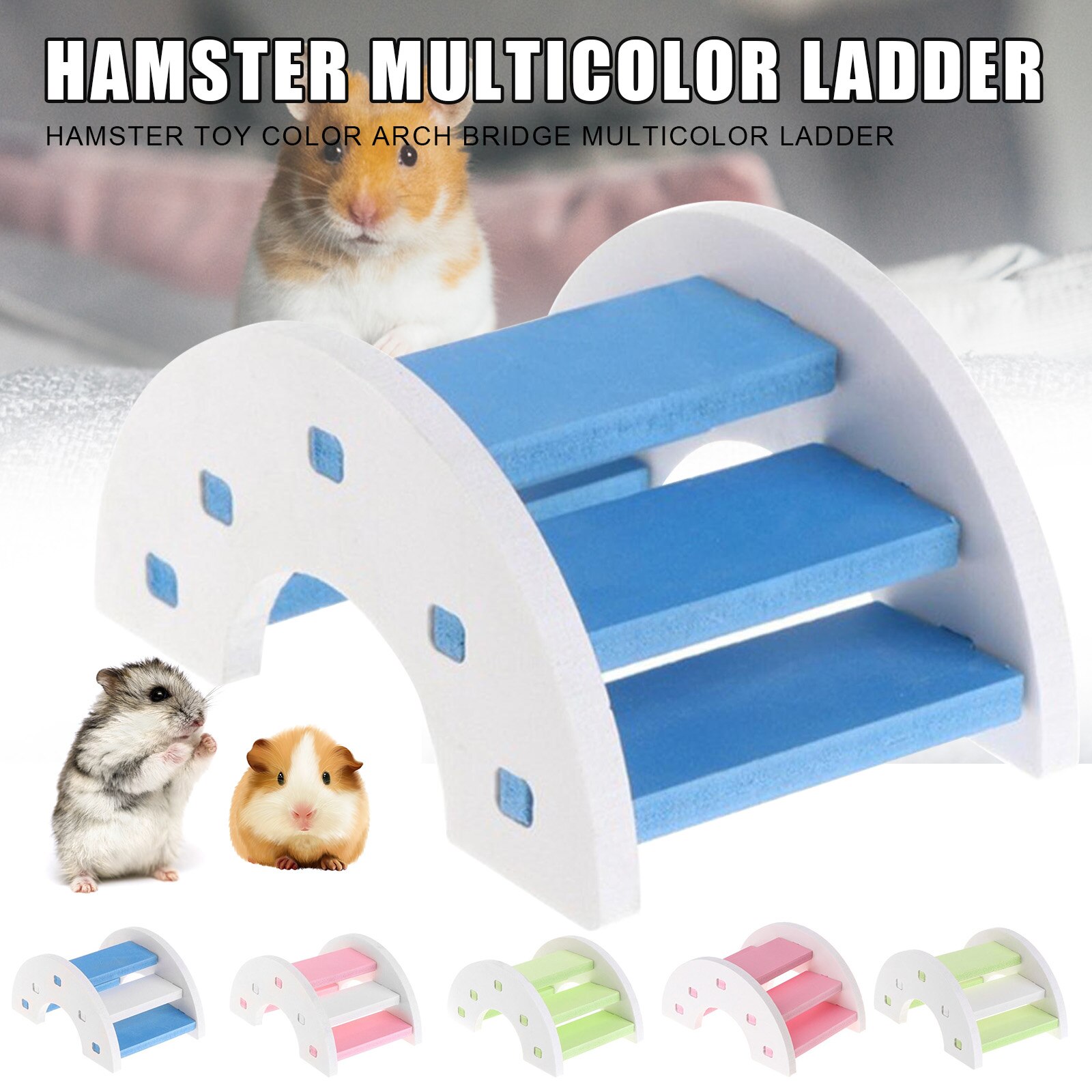 Boogbrug Voor Hamster Hout Kauwen Speelgoed Tanden Care Molaire Speelgoed Voor Konijn Chinchilla Huisdier Molaire Speelgoed Kleurrijke Mini Trappen js