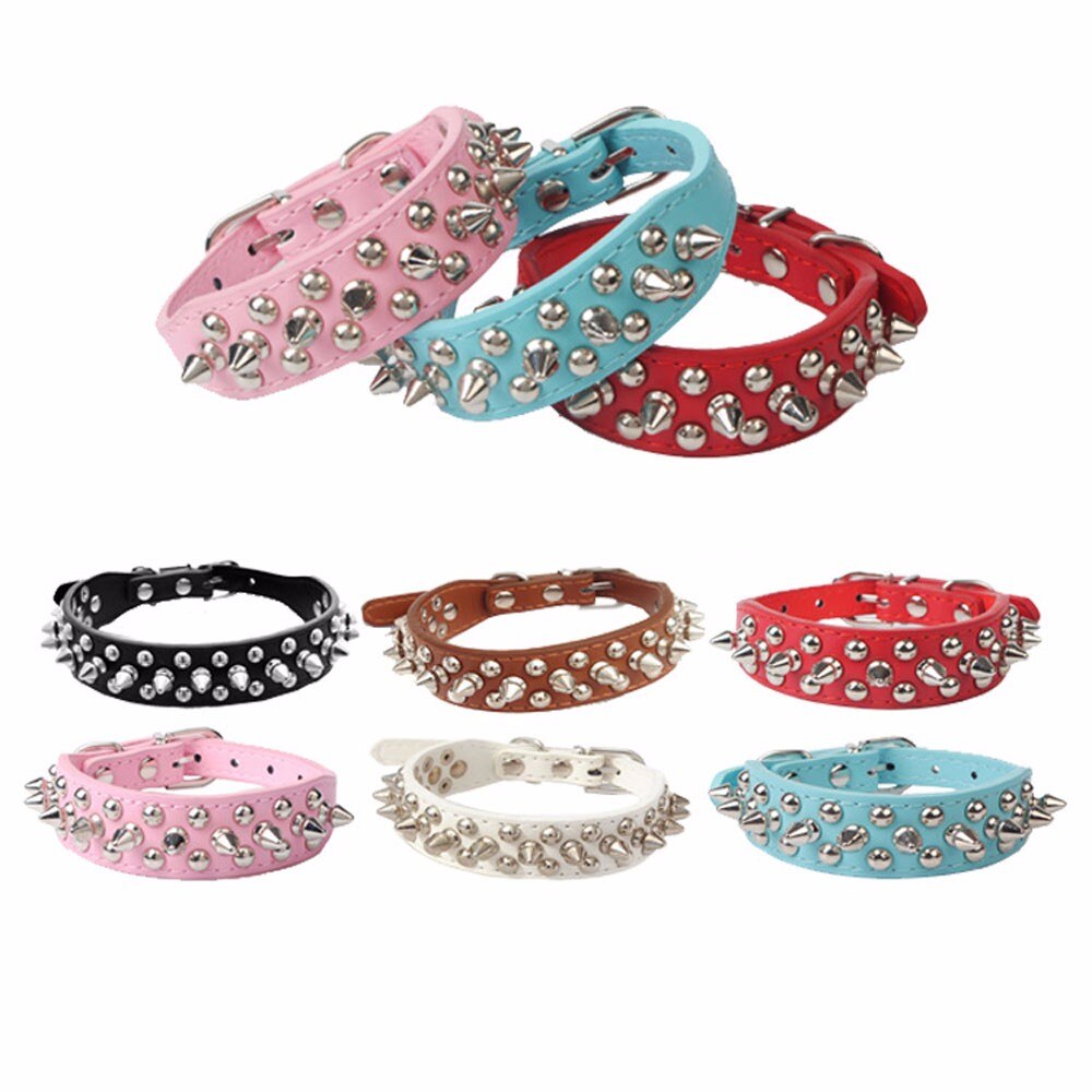 Cool Cat Dog Collar Cats Dog Leather Spiked Studded Collars For Small Medium Dogs Cats #TD