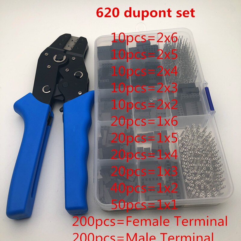 Terminal Crimpen Zangen Werkzeug für 2.54/2.0/2,5mm Dupont Xh 2,54 TJC3 TJC8 SCN XHB PHD 5264 CH 2,5 5051 SM 2,54 Stecker: Werkzeug mit 620 dupont