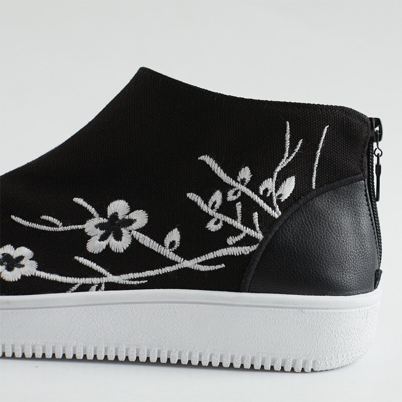 Hombre zapatillas de lona Kung Fu y Tai Chi Slip-On zapatos Flor de ciruela bordado zapatos con cremallera cierre cómodo calzado deportivo