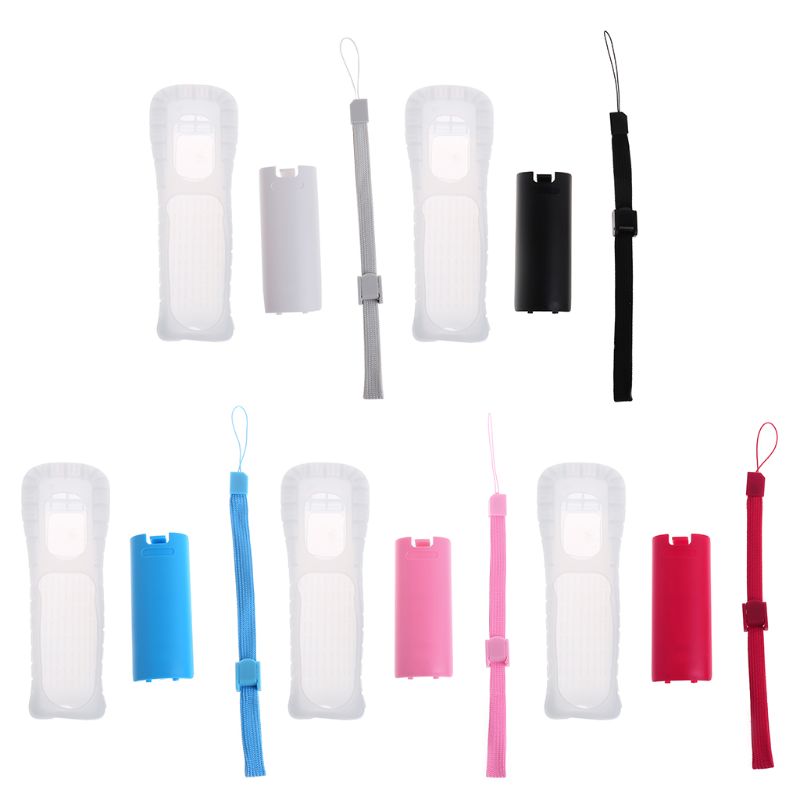 Beschermende siliconen hoes batterij achterklep behuizing handriemset vervanging voor nintendo wii-afstandsbediening  #328