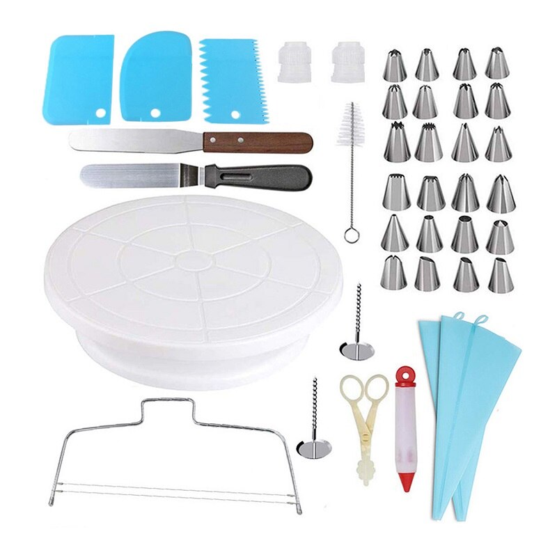 73 Stks/set Taart Draaitafel Set Gebak Buis Fondant Tool Keuken Dessert Bakken Gebak Gereedschap Taart Decoreren Kit Bakvormen: 40pcs