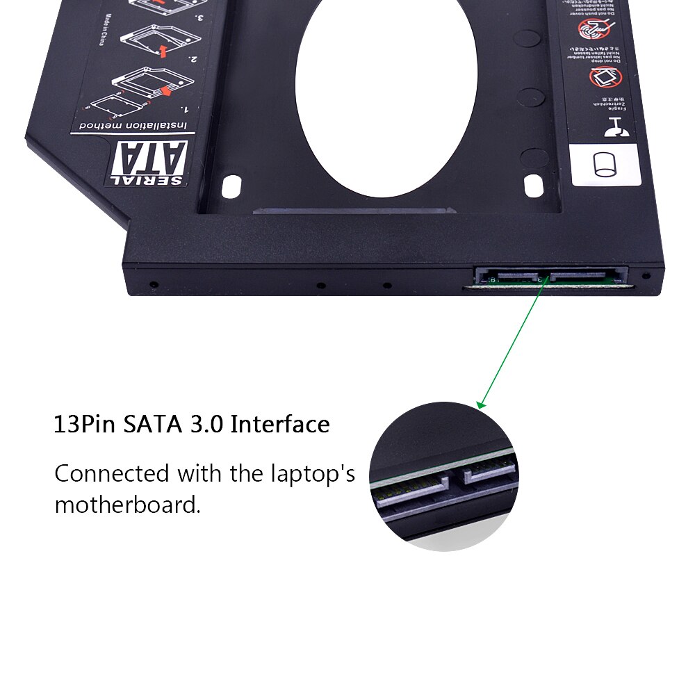Chipal adaptador universal segundo 2nd hdd caddy 9.5mm sata 3.0 para disco rígido de 2.5 ''ssd computador portátil, cd rom dvd
