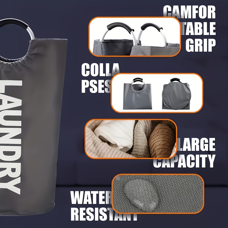 Extra-Large Waterproof Laundry Basket with Padded Handle Foldable Multi-Purpose Storage for Bathroom Laundry Room Balcony Dorms