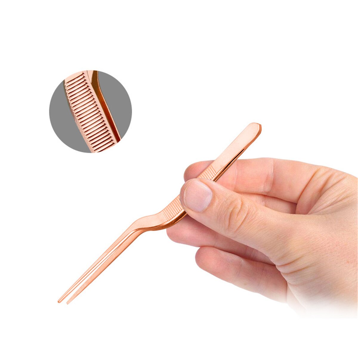13.9cm/5.47inch Chef Plating Tweezer Tongs Serving Presentation Stainless Steel Offset Kitchen Tool Rose Gold