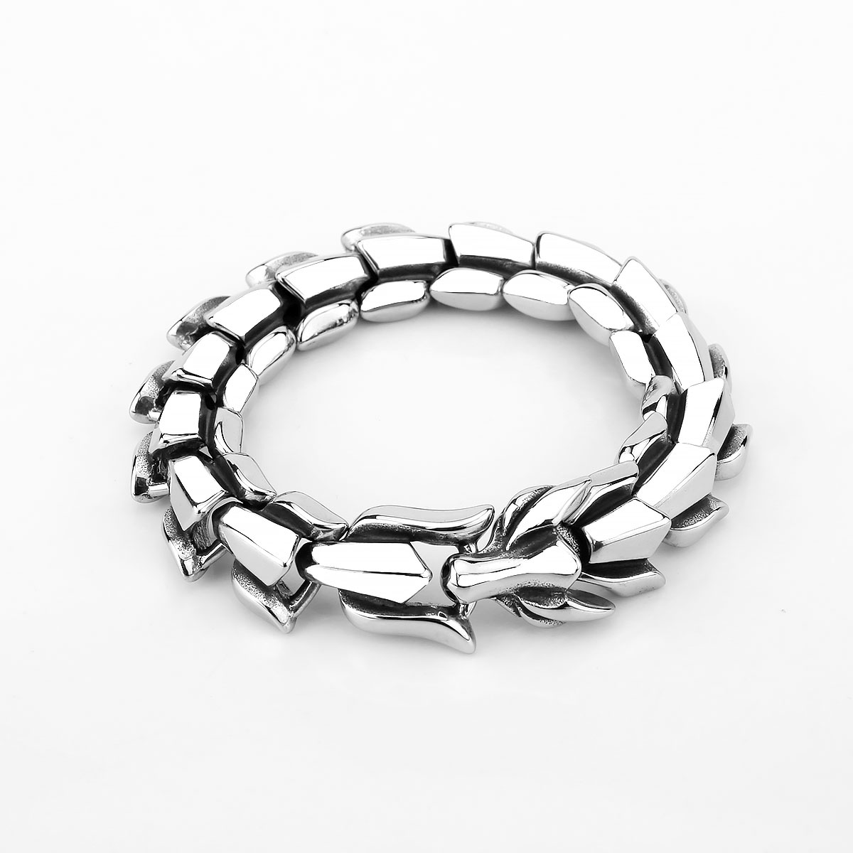 Bracelet Vikings nordique Ouroboros pour hommes, Punk Hip Hop, chaîne en os de Dragon en métal, motard, en acier inoxydable, bijoux