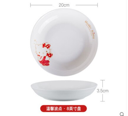 4 st kitty keramik skål maträtt frukost koreansk skål soppskål dessert skål barn porslin kök hushållsservis: 4 st fat 8 tum