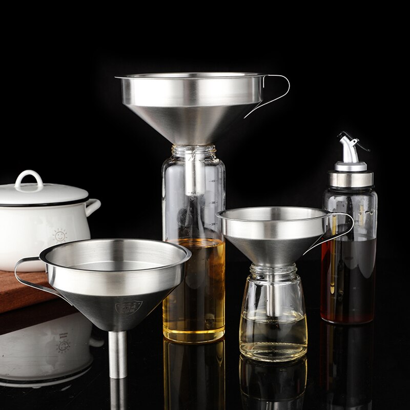 Embudo de acero inoxidable cocina embudo metal embudo para aceite y líquidos filtro extraíble cocina gadgets Accesorios de herramientas de cocina