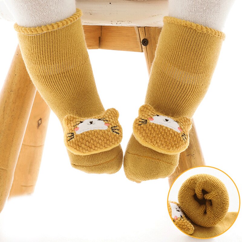 Calcetines de dibujos animados para bebé, niño y niña, oso de conejo, antideslizantes, suaves y cálidos, para invierno y otoño, para interiores, de 1 a 3 años