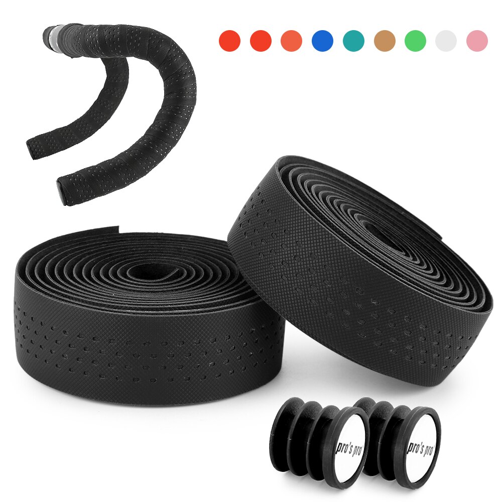 Zachte Racefiets Fietsstuur Tape Kurk Eva Pu Handvat Bar Tape Professionele Fietsen Demping Anti-Vibratie wrap: Black