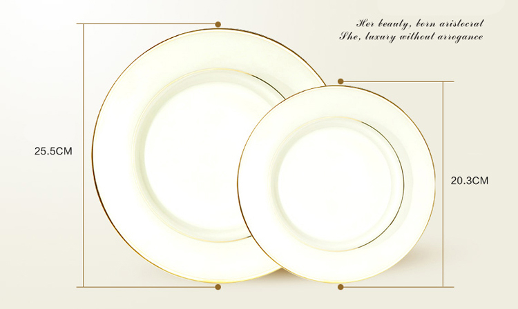 8+10 inch, real bone china dinner plate set, deccorative wedding plates, porcelain restaurant dishes tableware, borden servies: Default Title