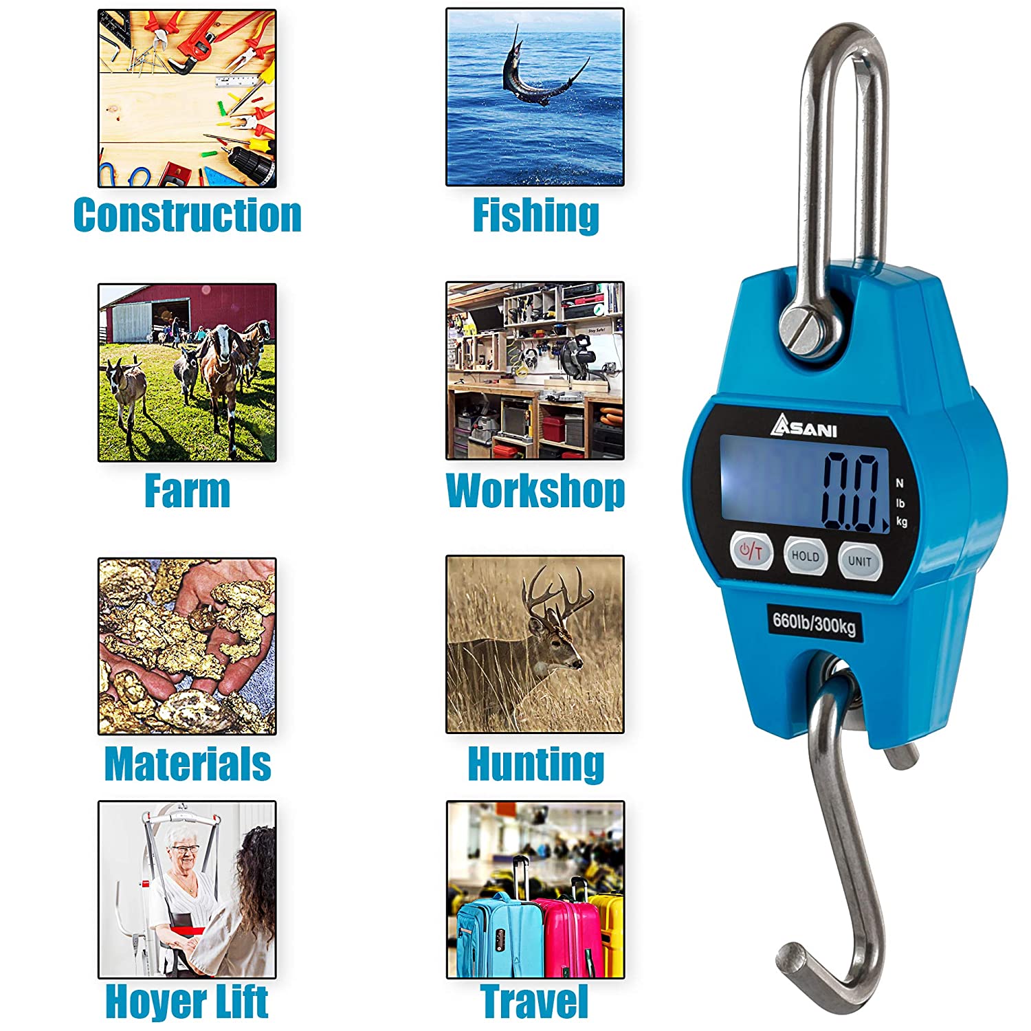 300kg 660 lb Mini Crane Scale Portable Industrial Digital Electronic Stainless Heavy Duty Digital Hanging Scales Tools