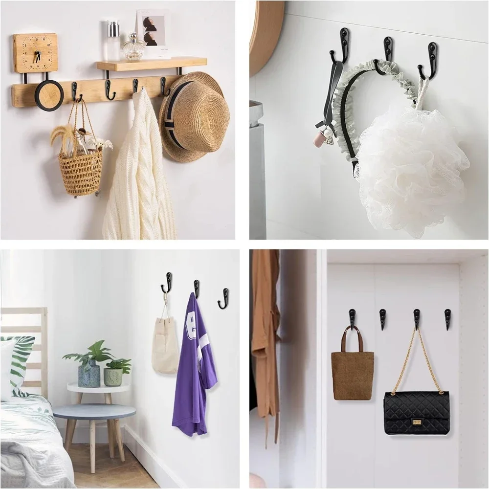 Heavy Duty Alloy Hooks with Screws Wall Mounted Hanging Hangers for Coat Towel Bags Cups Hook Home Storage Rack Holder