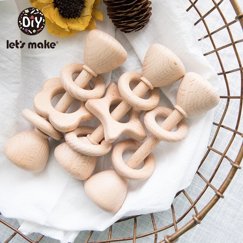 permettere's Fare 1pc Cono Tipo di Faggio di Legno Del bambino di Crepitio Del bambino Sonagli Presepe Cellulari di Legno infantile Bpa libero Del bambino Massaggiagengive giocattoli di Crepitio Del bambino