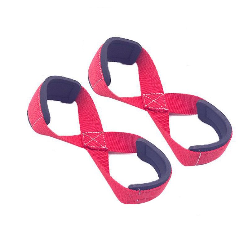 1 Pair Figure 8 Weight Lifting Straps Dead Lift Wrist Strap for Pull-ups Horizontal Bar Powerlifting Gym Fitness Equipment: Red 20cm