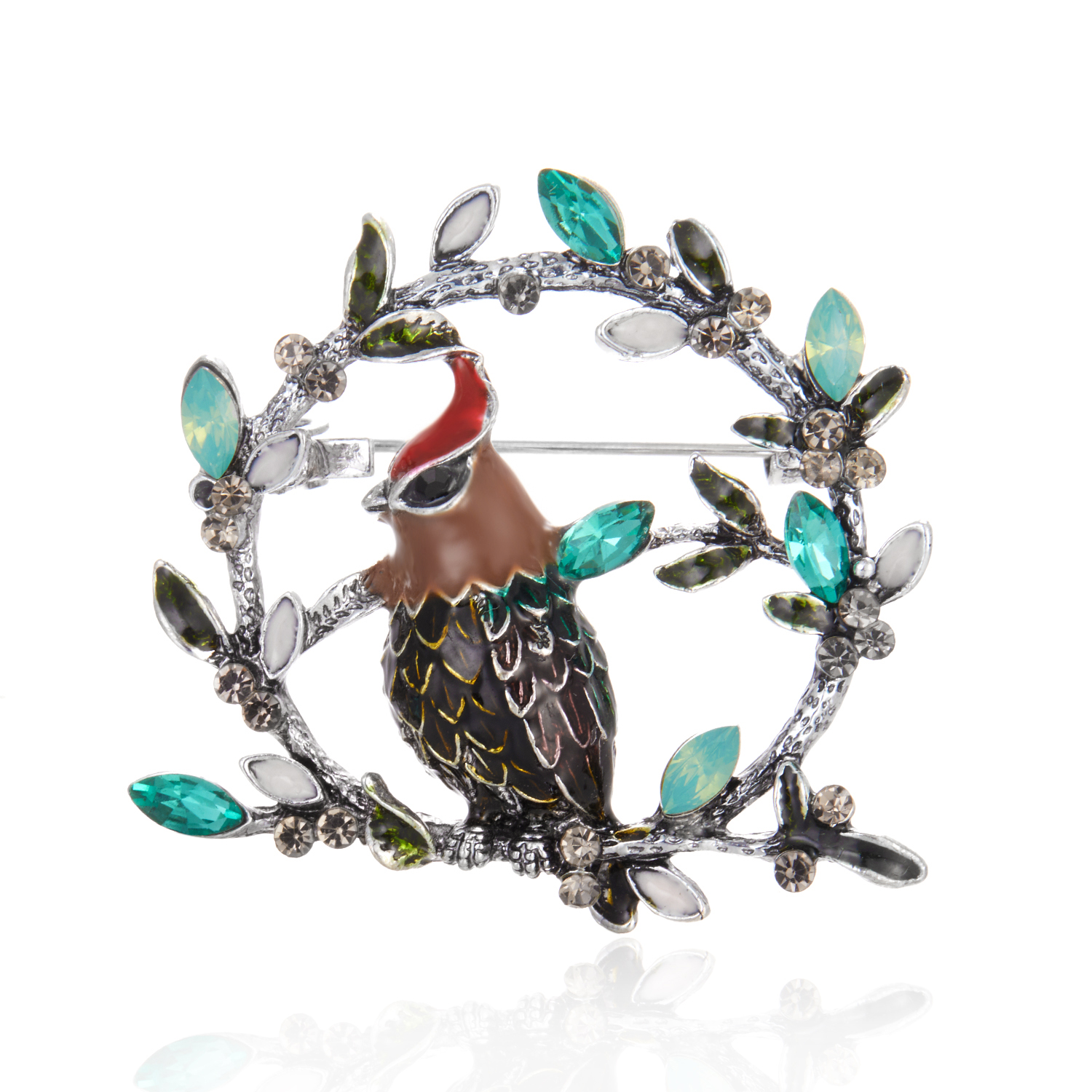 Broche de erizo bonito para mujer, broches de animales con diamantes de imitación de cristal a la , joyería de divertido, ramillete de , 2022: Bird Wreath