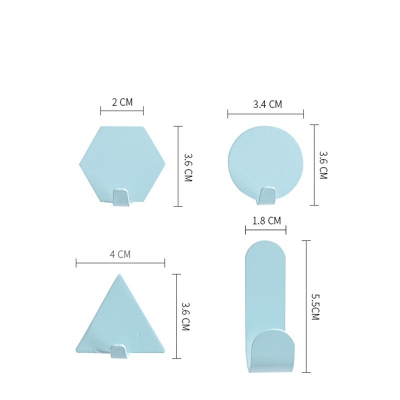 4 st/set gratis punch geometri väggkrok smidesjärn liten krok dekoration minidörr starka klibbiga krokar badrum