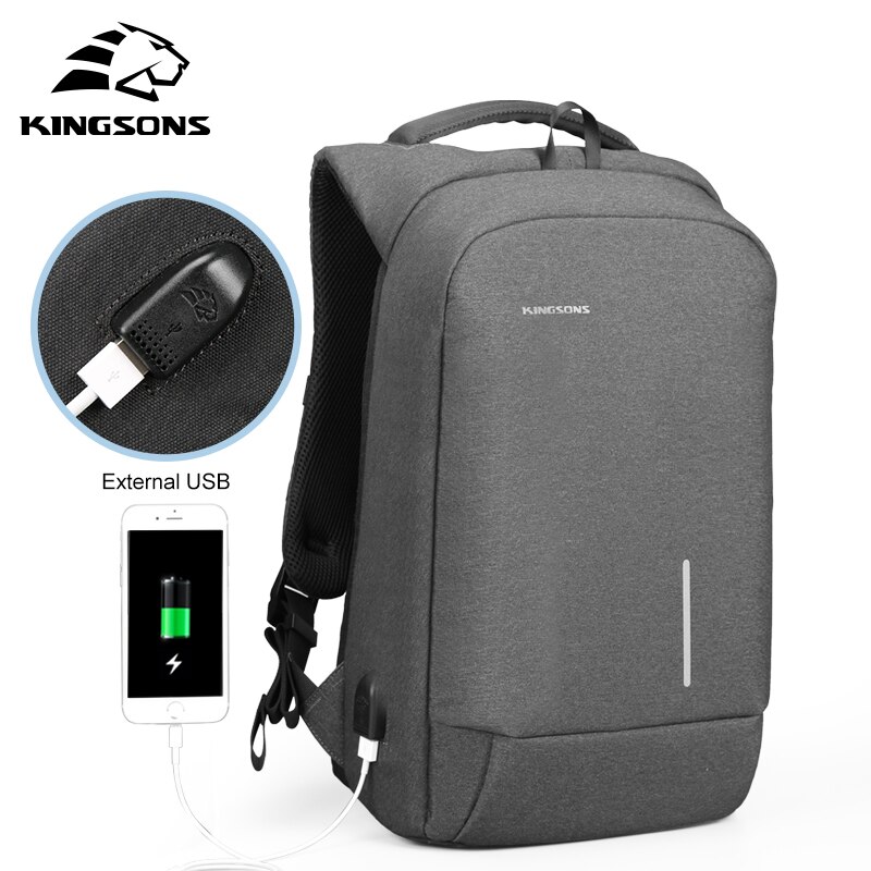 Kingsons ankomster 13 15.6 tommer mænd laptop rygsæk stor kapacitet rygsæk afslappet stil taske vandafvisende rygsæk tasker
