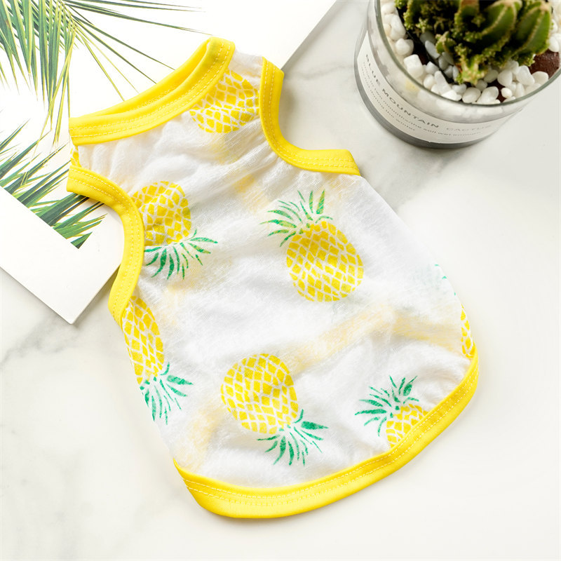Chaleco refrescante para perros, camiseta de malla con estampado de fresa y puntos de verano, ropa para cachorros, disfraz de Chihuahua pequeño, tirantes para gatos 2025