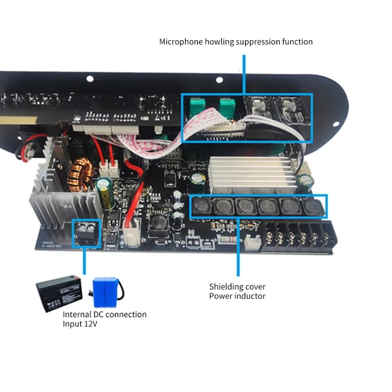 Woopker HIFI Bluetooth Rechargeable Audio Amplifier Board 2.1 Channel 50Wx2+100W Support Microphone Whistle Suppression Function