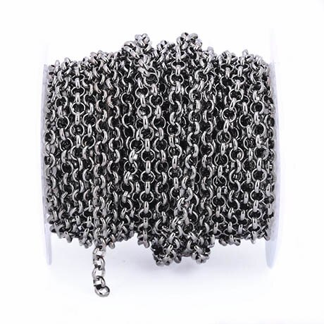 2 m/lot chaîne de collier en métal 3.2/4.8/5.8mm bijoux chaîne en vrac Rhodium/KC or/Gunblack/Bronze Antique pour la fabrication de bijoux: M / GRIS